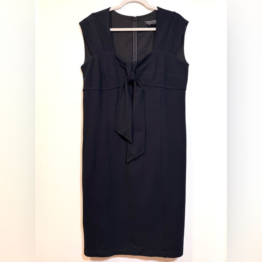 Peruvian Connection Sleeveless Bow Accent Shift Black Dress Size 14
